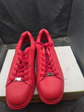 Men's Red Low-Top Lace-Up Athletic Sneakers